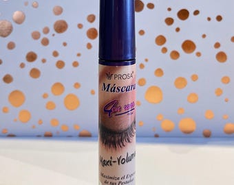 4-in-1 Waterproof Mascara | Lengthens, Volumizes & Defines Lashes | Intense Black | Maxi Volumen | Purple cap | Mexican Rimel