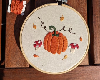 Embroidered Pumpkin and Mushroom