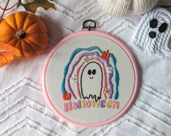 Flower Power Halloween Ghost Embroidery