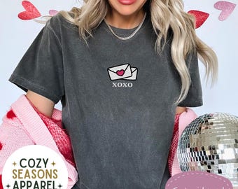 Embroidered XOXO Valentine T-Shirt, Comfort Colors Crewneck
