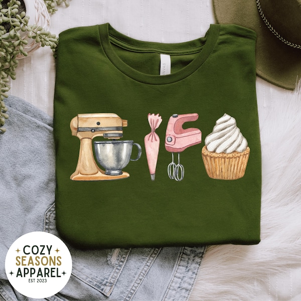 Baking Lover Graphic Shirt, Cute Baking Tee, Kitchen Aesthetic Shirt, Baker Gift Shirt, Cupcake Graphic Tee, Cozy Baking, Dessert Lover