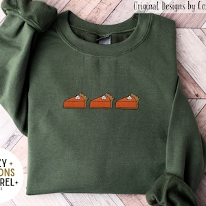 Thanksgiving Embroidered Sweatshirt, Pumpkin Pies, Embroidery Thanksgiving Sweatshirt, Thanksgiving Sweater,Thanksgiving Crewneck Sweatshirt
