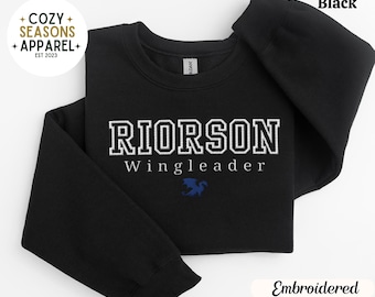 Fantasy Wing Leader Sweatshirt, Dragon Rider Inspired Crewneck, Embroidered Book Lover Sweater, Cozy Reader Gift