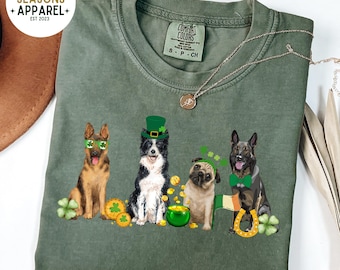 St. Patrick's Day Dog Breed Shirt, Comfort Colors Shamrock Tee