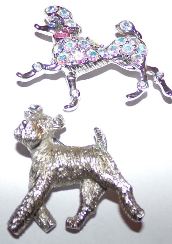 Beautiful Trifari and Boucher dog pin lot-Fun!!