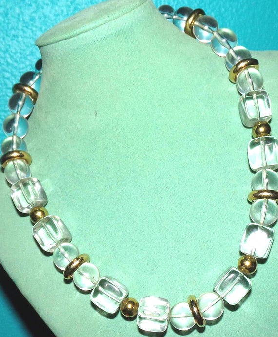 TRIFARI(C)  signed clear Lucite necklace---RARE!!