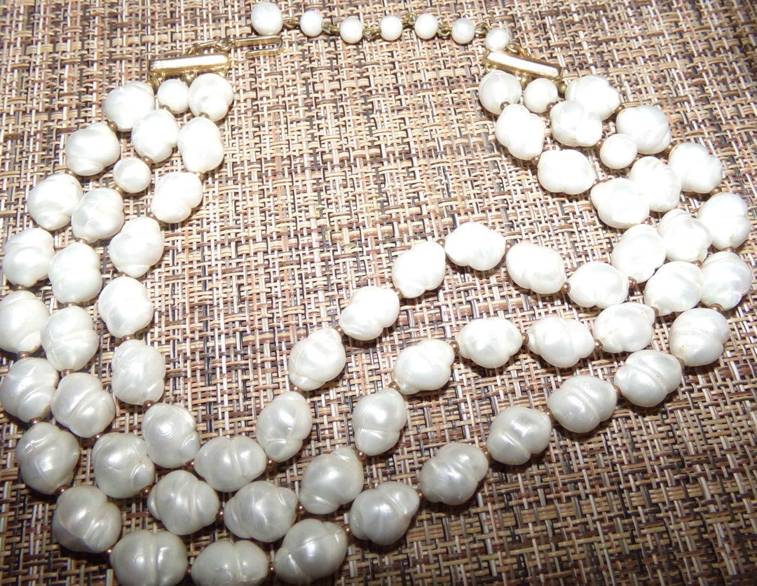 Lovely as is Signed Trifari Beaded Faux Shell Look Necklace-nice!! - Etsy