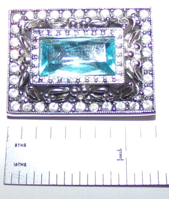 Amazing 1 1/4 inch pin with blue stone signed Joa… - image 4