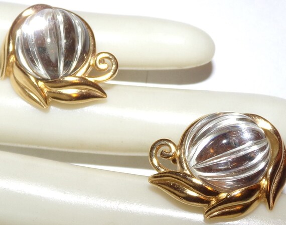 TRIFARI TM signed Lucite earrings-OMG