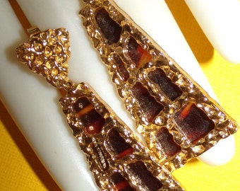 Beautiful Signed Crown Trifari stained glass look earrings-Exc..