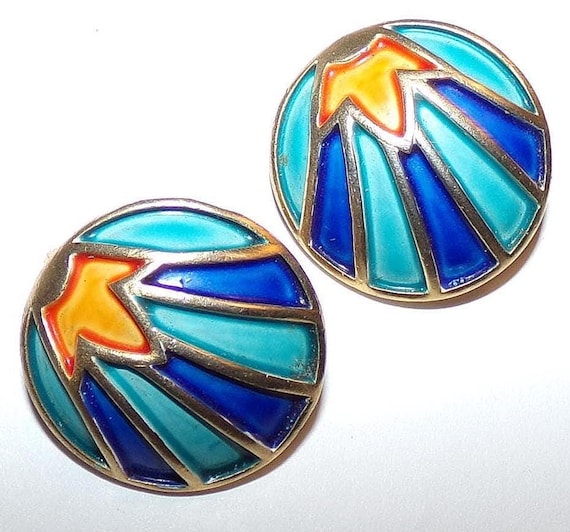 CROWN TRIFARI signed enamel earrings-OMG!!!