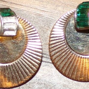 Boucher signed earrings-Missing green stones- and 2 clear-see pics--as is sale