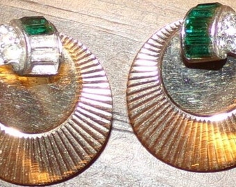 Boucher signed earrings-Missing green stones- and 2 clear-see pics--as is sale