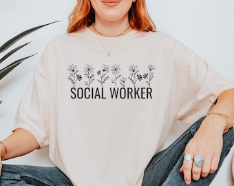 Comfort Colors® Social Worker Shirt, School Social Worker Shirt For Social Worker Gift, Floral Social Worker Tshirt, School Counselor Gift