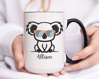 Adorable Custom Koala Mug, Personalized Gift for Koala Lovers, Koala Coffee Cup, Koala Coffee Mug for Birthday Gifts, Unique Koala Mom Gift