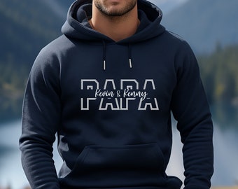 Moletom com capuz personalizado do papai, moletom com capuz personalizado do papai com nomes das crianças, suéter de presente de Natal para o papai, moletons personalizados do papai, moletom com capuz personalizado do papai com nome