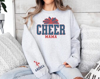 Personalized Cheer Mom Sweatshirt with Kids Names, Cheer Sweatshirt, Senior Cheer Mom Gift, Cheer Life, Cheerleader Mama Gift, Cheer Coach