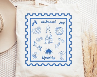 Bridesmaid Beach Bag, Bachelorette Party Favors,Custom Beach Bags, Bachelorette Tote Bags with Name Bridesmaids Gift, Bridesmaid Tote Bag