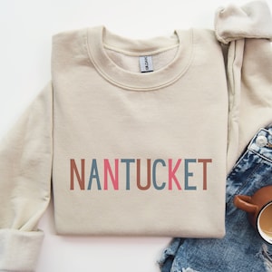 Nantucket Sweatshirt, Nantucket Island Gift, Nantucket Vacation Sweater, Nantucket Crewneck, Nantucket Massachusetts Crewneck,Beach Pullover