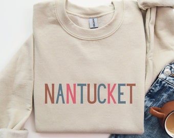 Nantucket Sweatshirt, Nantucket Island Gift, Nantucket Vacation Sweater, Nantucket Crewneck, Nantucket Massachusetts Crewneck,Beach Pullover