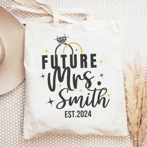 Custom Bride Tote Bag, Engagement Gift, Personalized Gift for Bride Tote, Future Mrs Bag, Bride to Be Gift, Bridal Shower Gift, Bride Bag