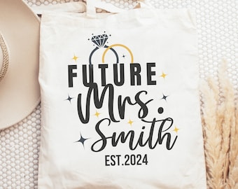Custom Bride Tote Bag, Engagement Gift, Personalized Gift for Bride Tote, Future Mrs Bag, Bride to Be Gift, Bridal Shower Gift, Bride Bag