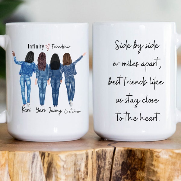 Custom Best Friend Mug, Personalized Bestie Mug, Friendship Mug Gift, Bff Gift, Long Distance Mugs, Gift For Best Friend Birthday Gift