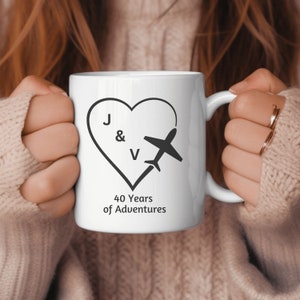 40th Anniversary Gift for Parents Wedding Anniversary Gift for Travel Couples Mugs,40 Year Ruby Anniversary,Married for 40 Years Anniversary