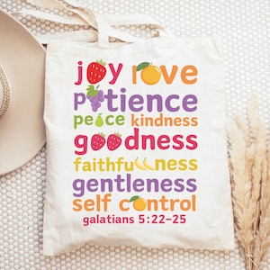 Frucht des Geistes Einkaufstasche, christliche Einkaufstasche für Bibeltasche, Geschenk für Jesus-Liebhaber, Bibel-Vers-Tasche, Sonntagskirche-Tasche, einzigartige christliche Geschenke