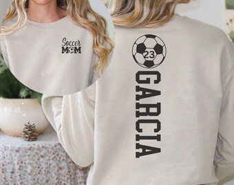 Custom Soccer Mom Sweatshirt,Personalized Soccer Sweatshirt,Soccer Mom Crewneck,Soccer Mom Gift for Soccer Mama Shirt,Number Soccer Shirt
