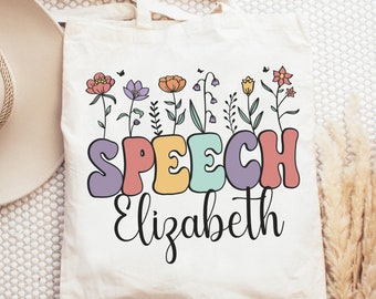SLP Custom Name Speech Language Pathologist Bag,Speech Therapist Gift,Personalized SLP Tote Bag,Speech Therapy Bag,SLP Graduation Gifts
