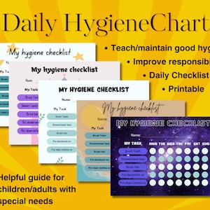 Hygiene Checklist for Kids Special Needs Daily Bathroom Chart
