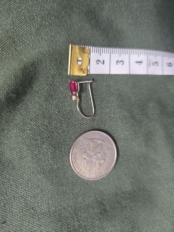 10k Solid Gold Emerald Cut Ruby Dangle Drop Earri… - image 5