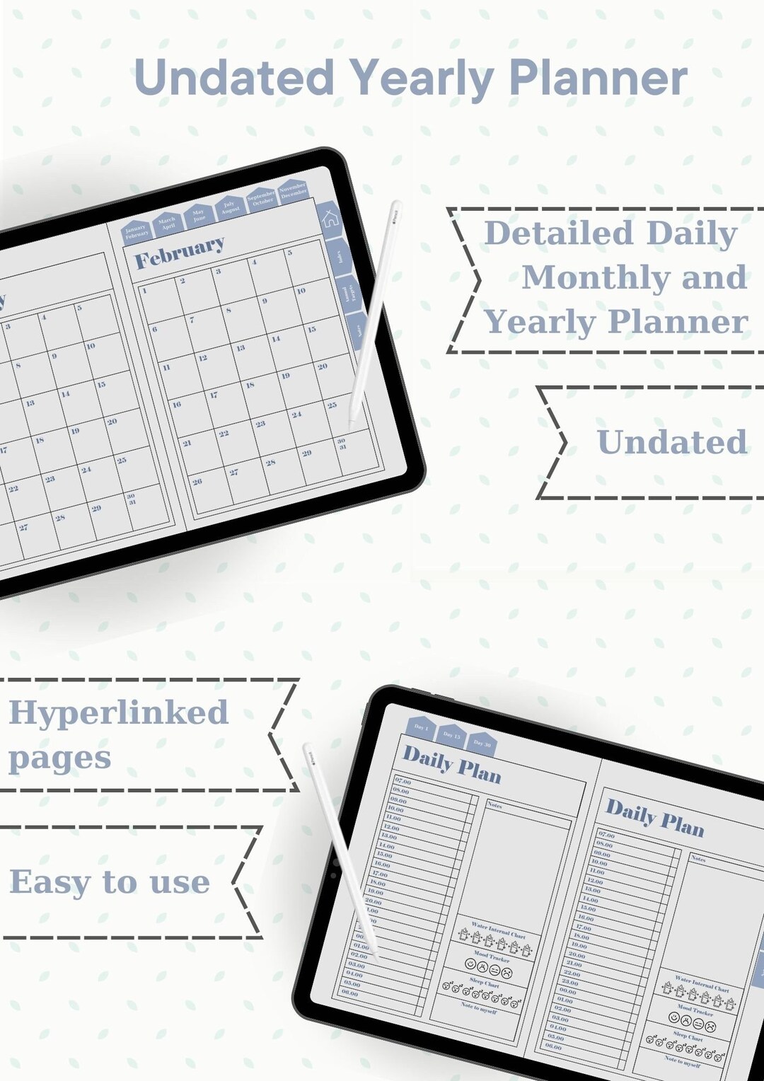 Begginer Digital Planner 2023 2024 Undated iPad Goodnotes Notability ...