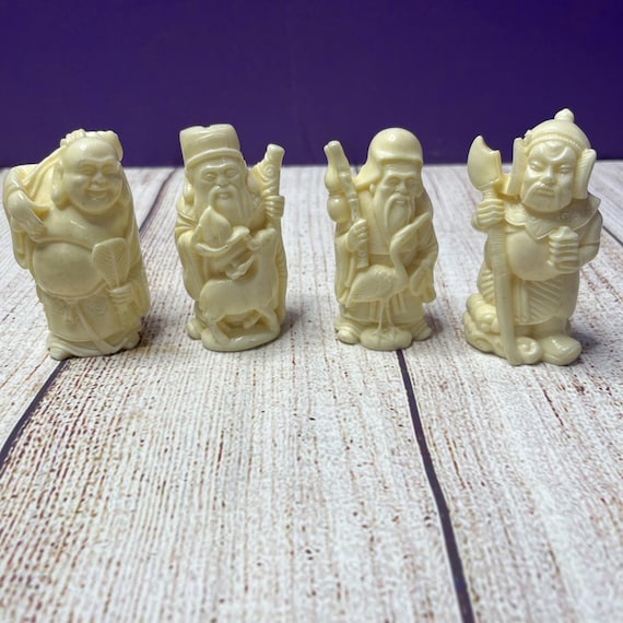 中国の神々の樹脂像 4 体セット 繁栄 / 幸運 / 長寿 / 幸福 - Etsy 日本