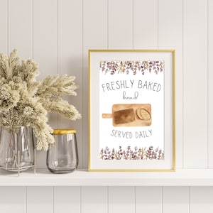 Freshly Baked Bread Digital Wall Art Printable for Kitchen