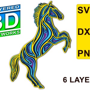 Horse Mandala - laser cut files, 3D Layered SVG file, Animal Mandala Files, DXF Horse Templates, Horse Multilayer Blueprint, cnc file
