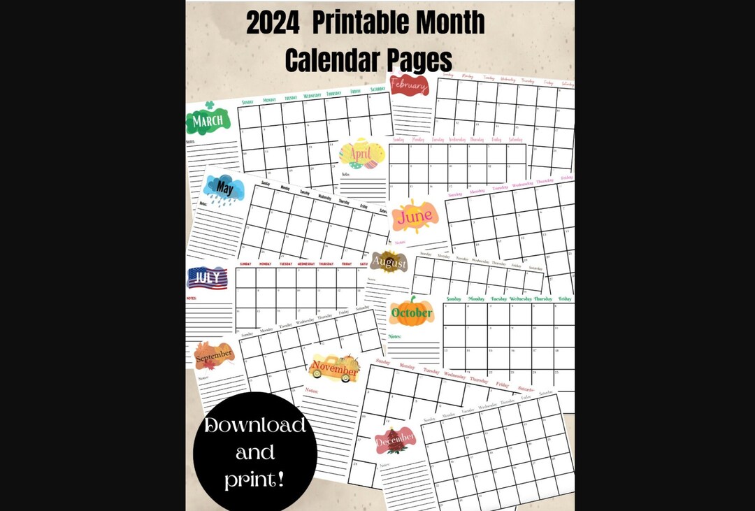 Printable 2024 Calendar Etsy
