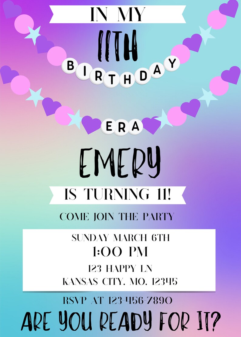 Printable Taylor Swift Themed Birthday Party Invitation-in My Birthday ...