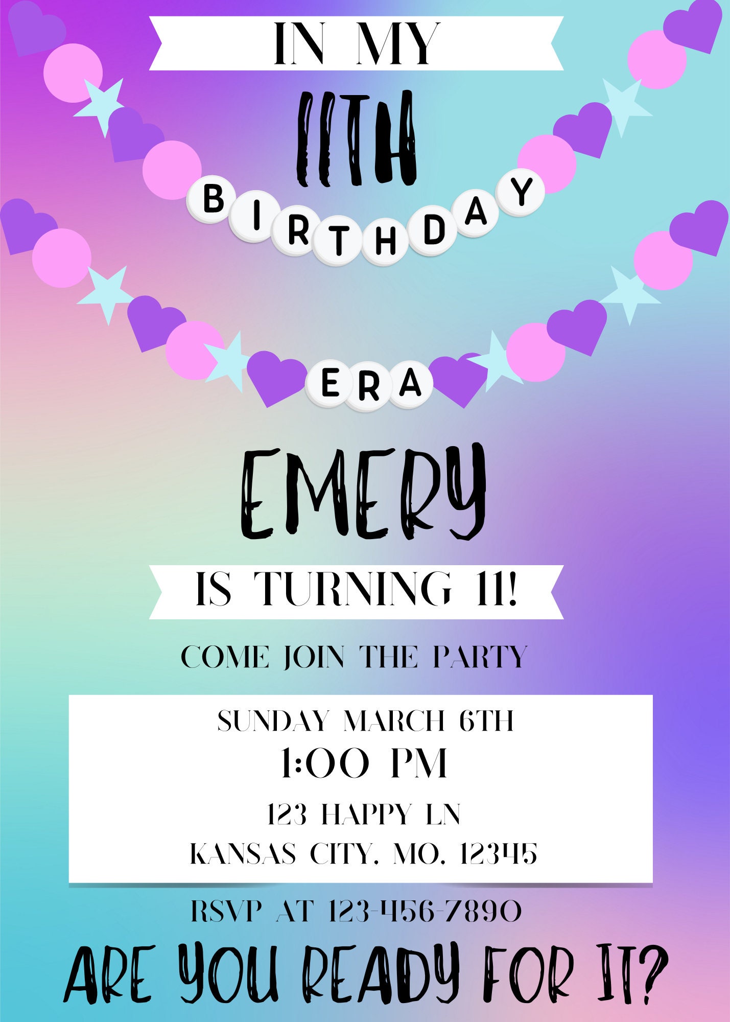 Printable Taylor Swift Themed Birthday Party Invitation-in My Birthday ...