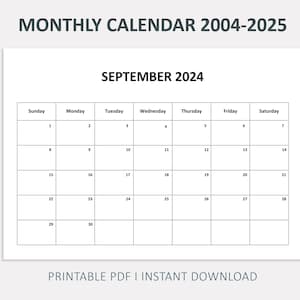 Monthly Calendar 2024-2025 | Minimalist Design | Printable PDF | A4/Letter Size | Sunday/Monday Start | 2024-2025 Monthly Planner