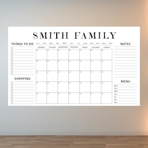Wall Planner | Personalized Planner | Wall Calendar with Side Notes and Shopping List | Monthly and Weekly Calendar | Family Planner