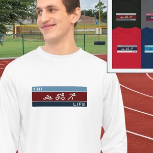 Performance Long Sleeve Shirt For Triathlete, Moisture Wicking Training Top, Unisex