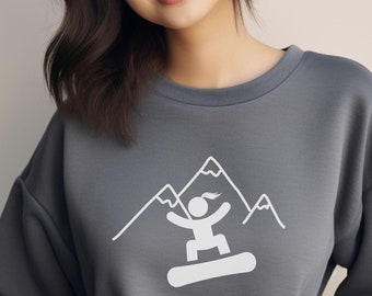 Women's Crewneck Sweatshirt For Snowboarding Lovers, Gift For Snowboarder, Multiple Colors