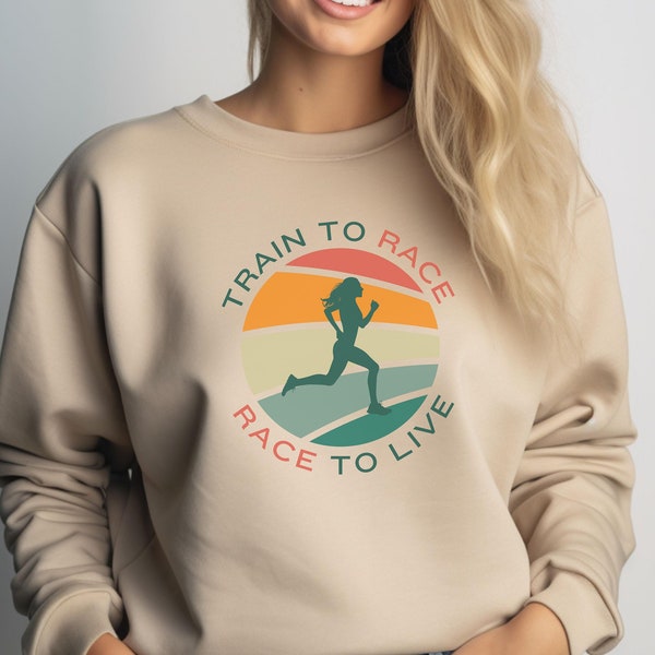 Women's Running Race Inspired Crewneck Sweatshirt, Race To Live, Gift for Runner