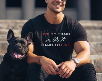 トライアスロントレーニングTシャツ、「トレーニングに生きる」、トライアスリートへのギフト