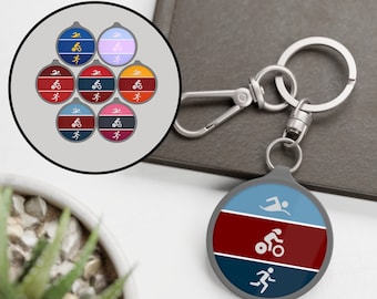 Triathlon Keyring Tag, Keychain Gift for Triathlete