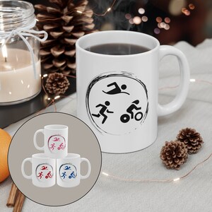 Triathlon Inspired Coffee Mug, 11oz, Gift for Triathlete, Multiple Colors