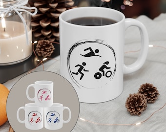 Triathlon Inspired Coffee Mug, 11oz, Gift for Triathlete, Multiple Colors