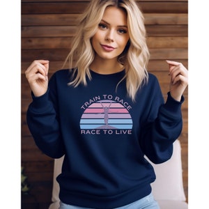 Women&#39;s Running Race Inspirational Crewneck Sweatshirt, Race To Live, Gift for Runner